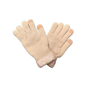 On 34th Rib Stitch Fuzzy Cuff Blush/Pink Knit Gloves Sz One Size NWT